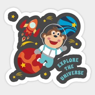 Space monkey or astronaut in a space suit with cartoon style Sticker